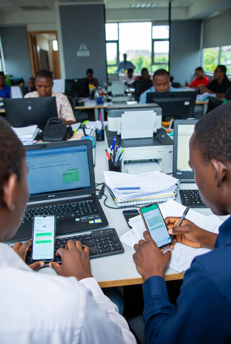 Medical staff collaborating in modern hospital